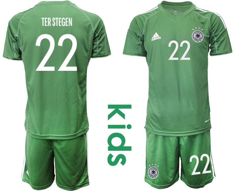 Youth 2021 World Cup National Germany army green goalkeeper #22 Soccer Jerseys